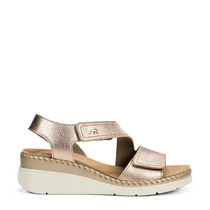 SANDALIA VELCROS CUÑA PLATINO F2137