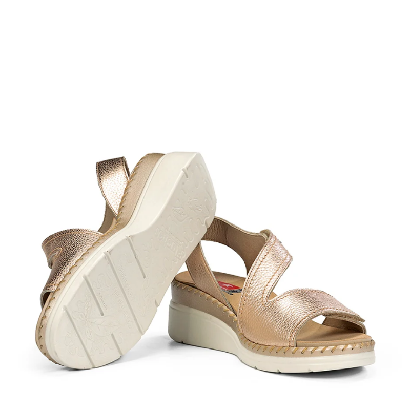 SANDALIA VELCROS CUÑA PLATINO F2137