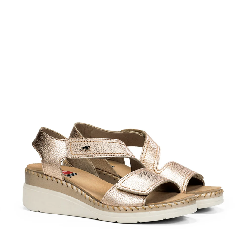 SANDALIA VELCROS CUÑA PLATINO F2137