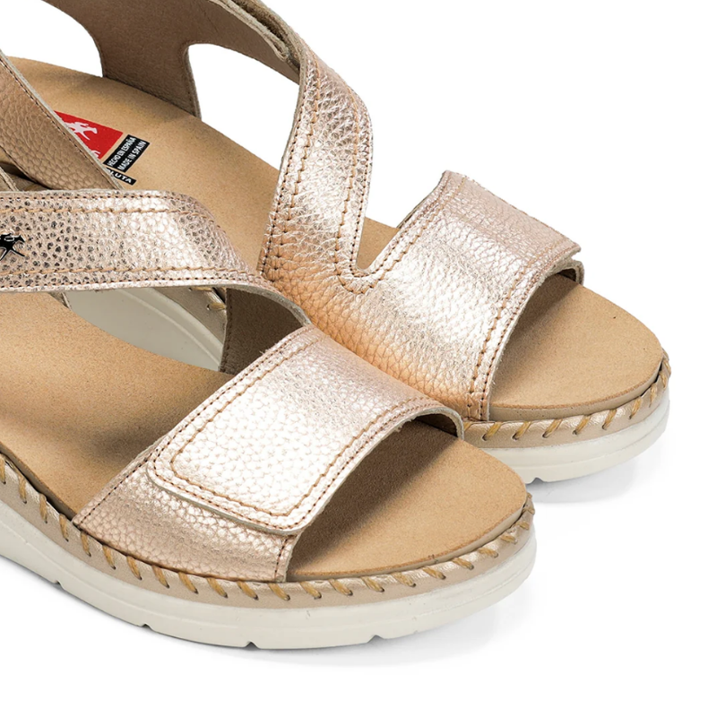 SANDALIA VELCROS CUÑA PLATINO F2137