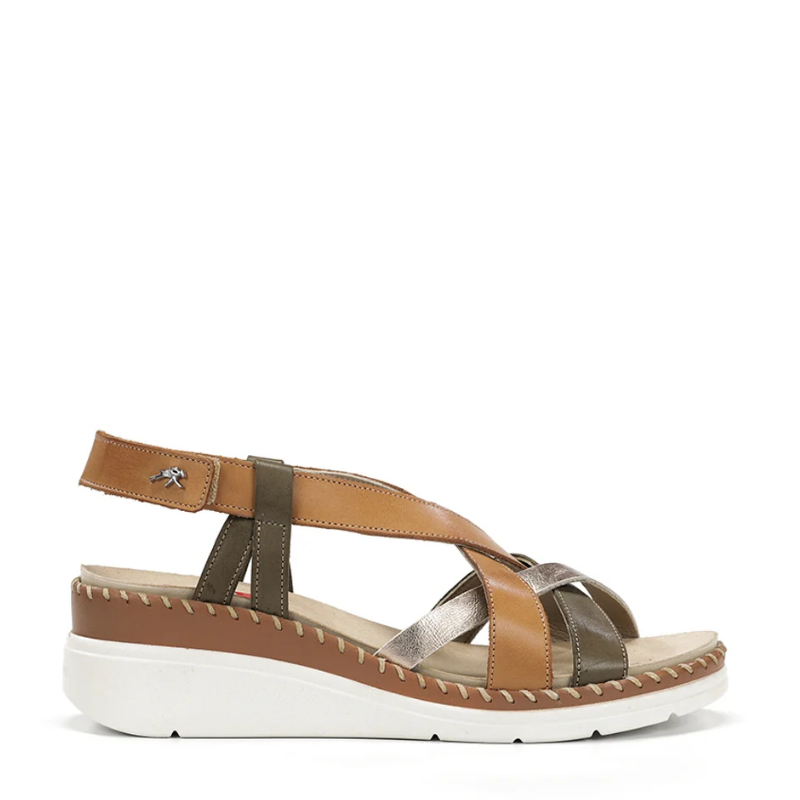 SANDALIA TIRAS CUERO KAKI F2135