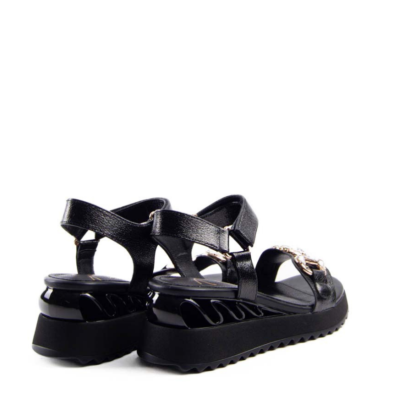 SANDALIA ESLABON CUÑA NEGRO 85671A