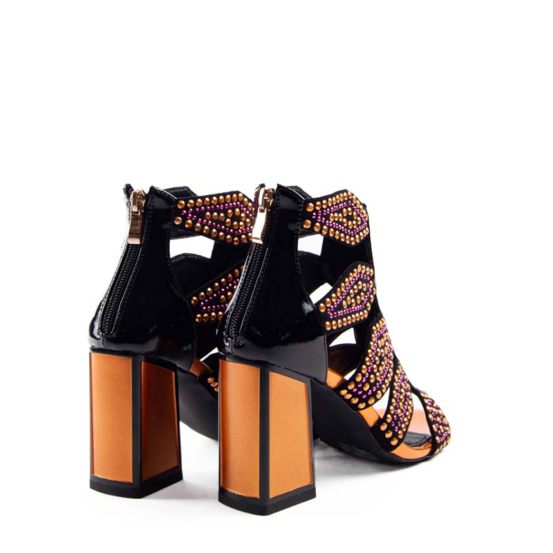 SANDALIA ABOTINADA NEGRO NARANJA 85652A