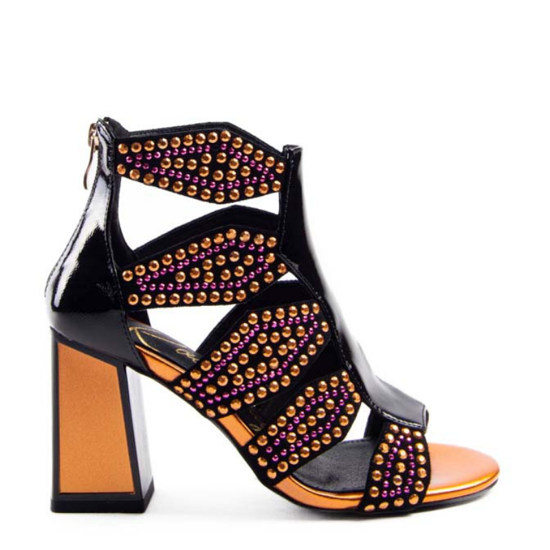 SANDALIA ABOTINADA NEGRO NARANJA 85652A