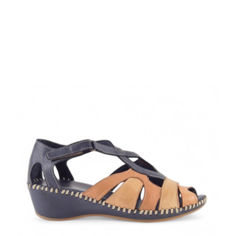 SANDALIA COSIDA CUÑA MARINO 793-50