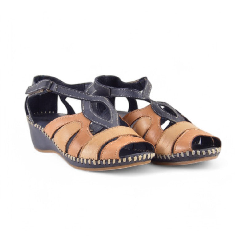SANDALIA COSIDA CUÑA MARINO 793-50