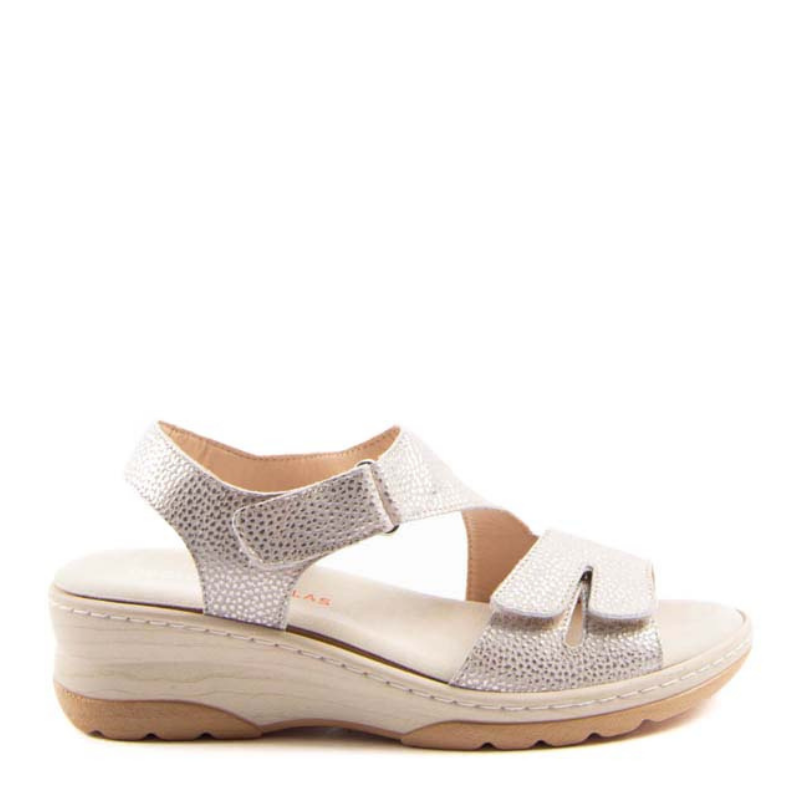 SANDALIA TRIPLE VELCRO PLATINO 49123