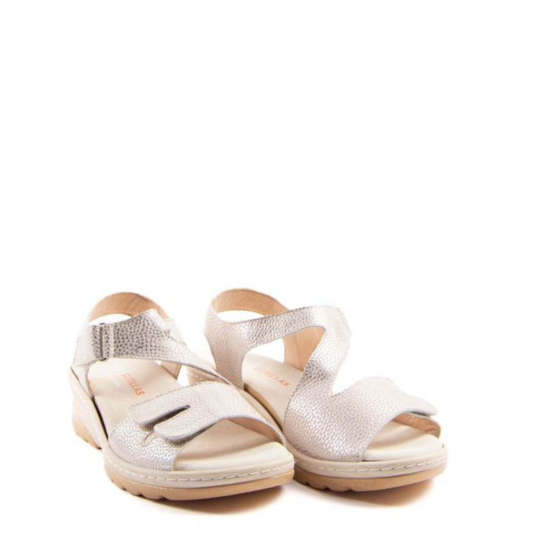 SANDALIA TRIPLE VELCRO PLATINO 49123