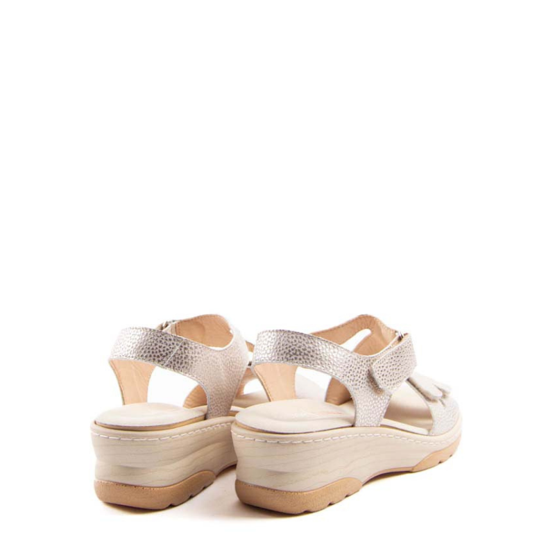 SANDALIA TRIPLE VELCRO PLATINO 49123