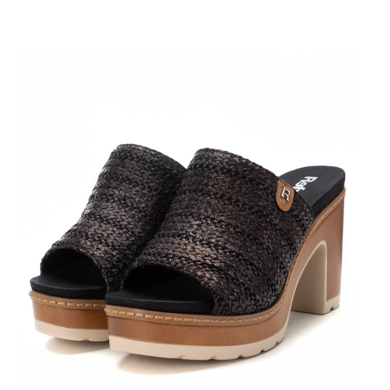 ZUECO RAFIA TACON NEGRO 172703