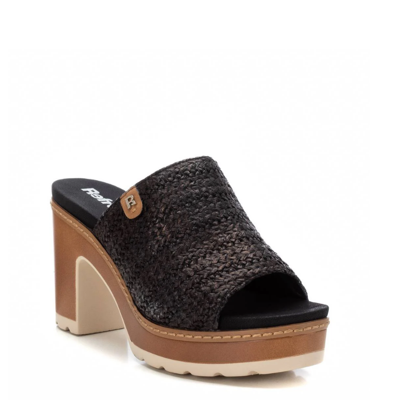 ZUECO RAFIA TACON NEGRO 172703