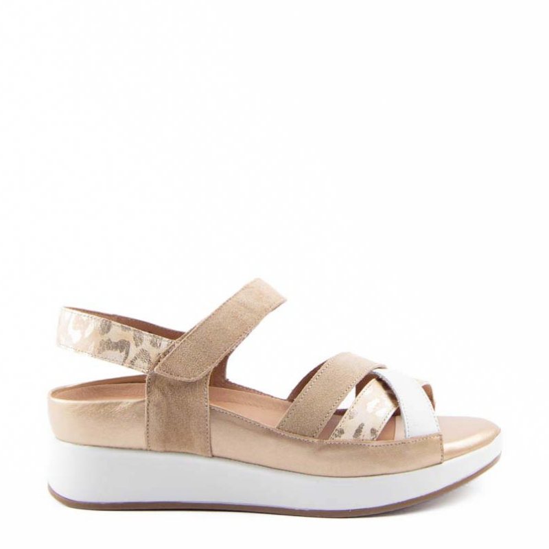 SANDALIA TIRAS VELCRO BEIGE 250424
