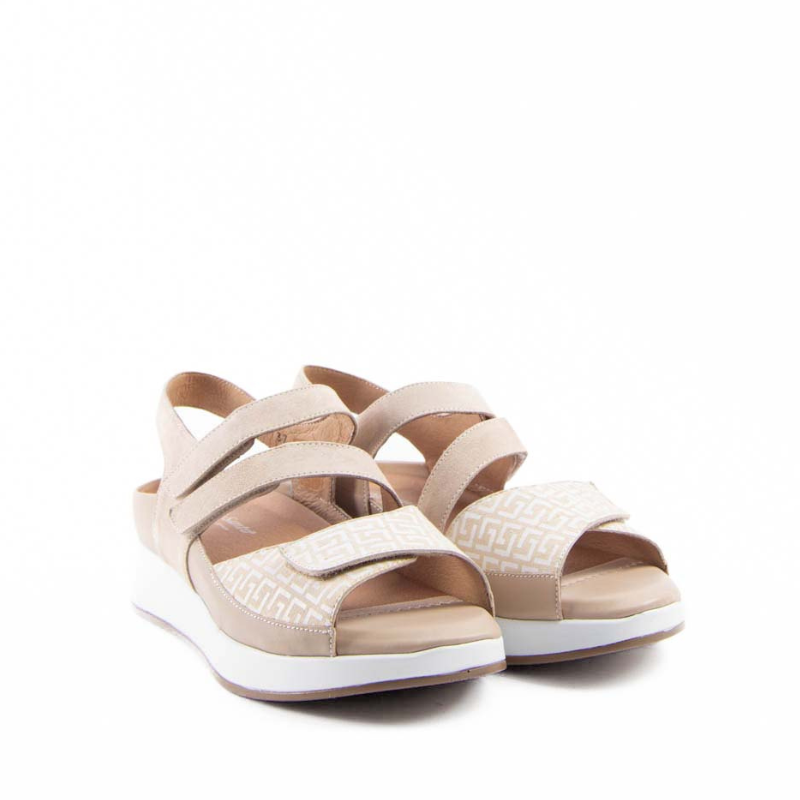 SANDALIA TRIPLE VELCRO BEIGE 250423