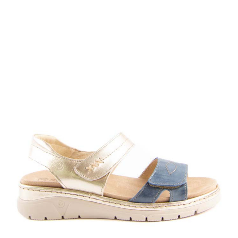 SANDALIA VELCROS COBALTO ORO