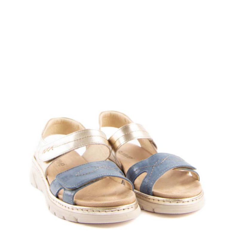 SANDALIA VELCROS COBALTO ORO