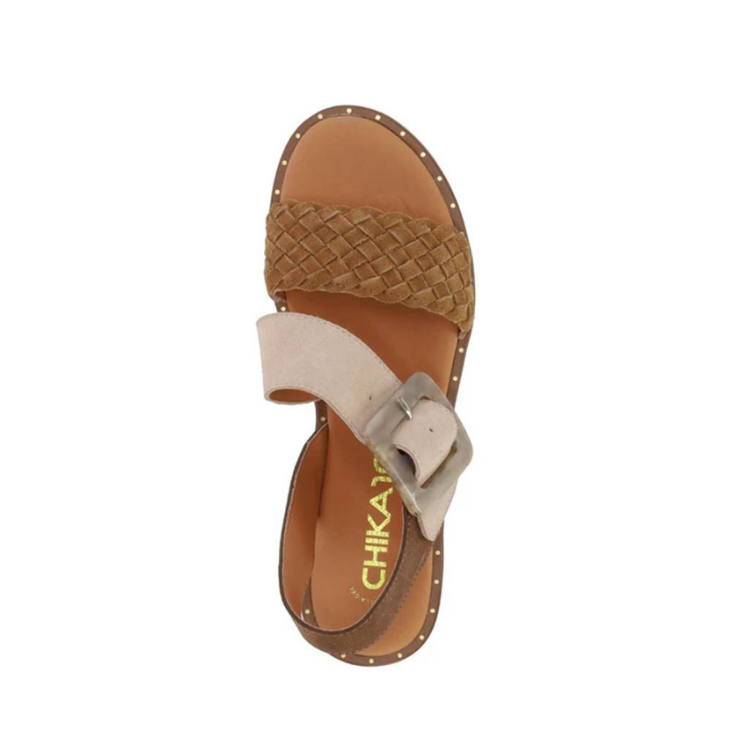 SANDALIA HEBILLA TRENZA MARRON MUSAKA10