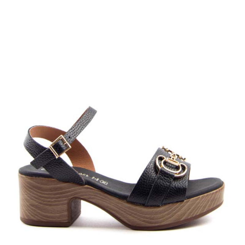 SANDALIA MADERA APLIQUE NEGRO 5626