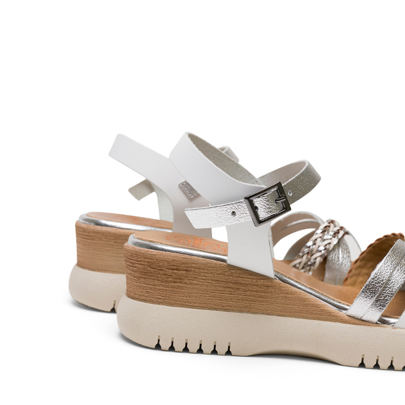 SANDALIA TIRA TRENZADA BLANCO PLATA 3156