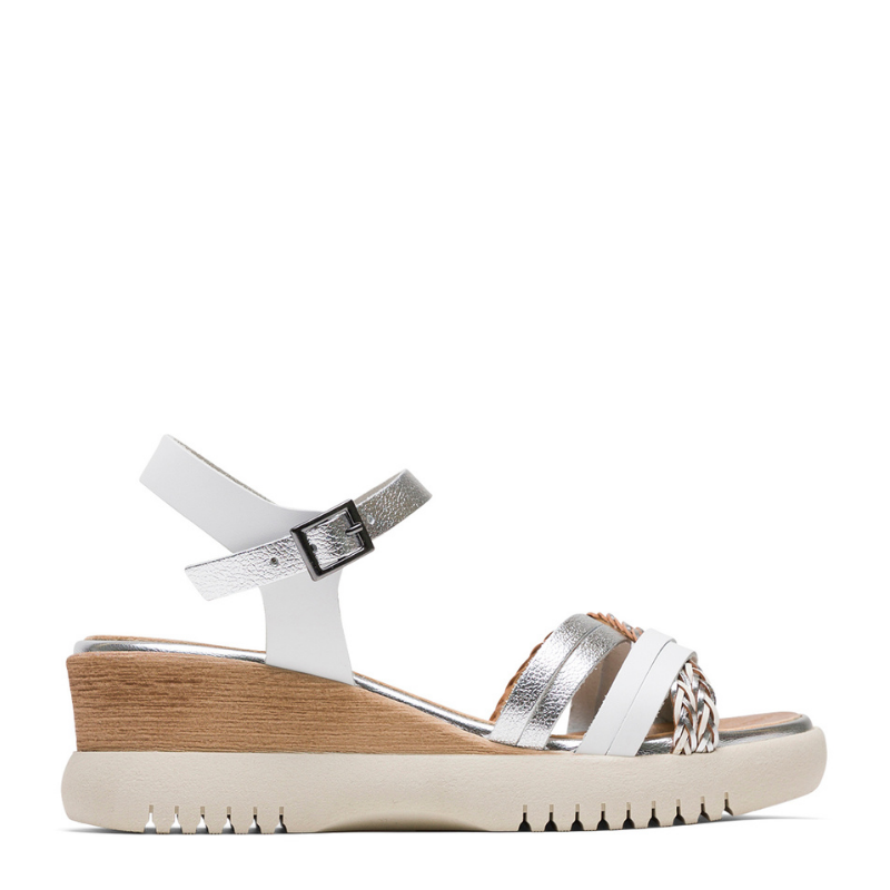 SANDALIA TIRA TRENZADA BLANCO PLATA 3156