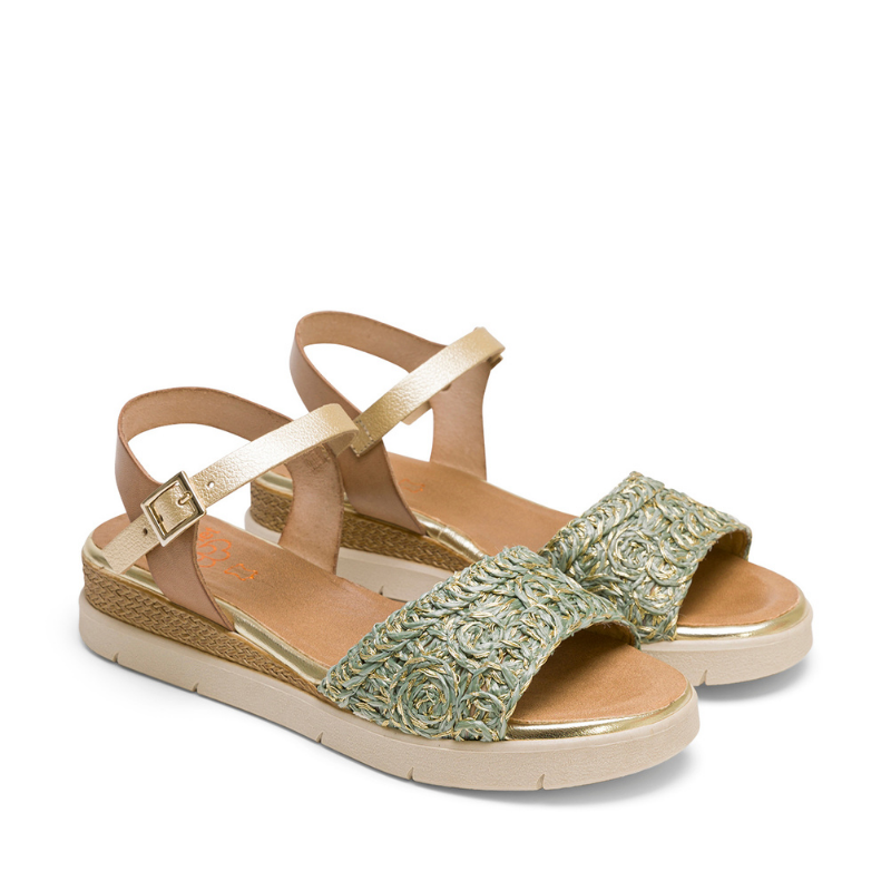 SANDALIA PULSERA PALA RAFIA VERDE 3149