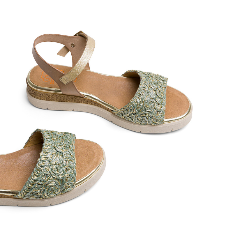 SANDALIA PULSERA PALA RAFIA VERDE 3149