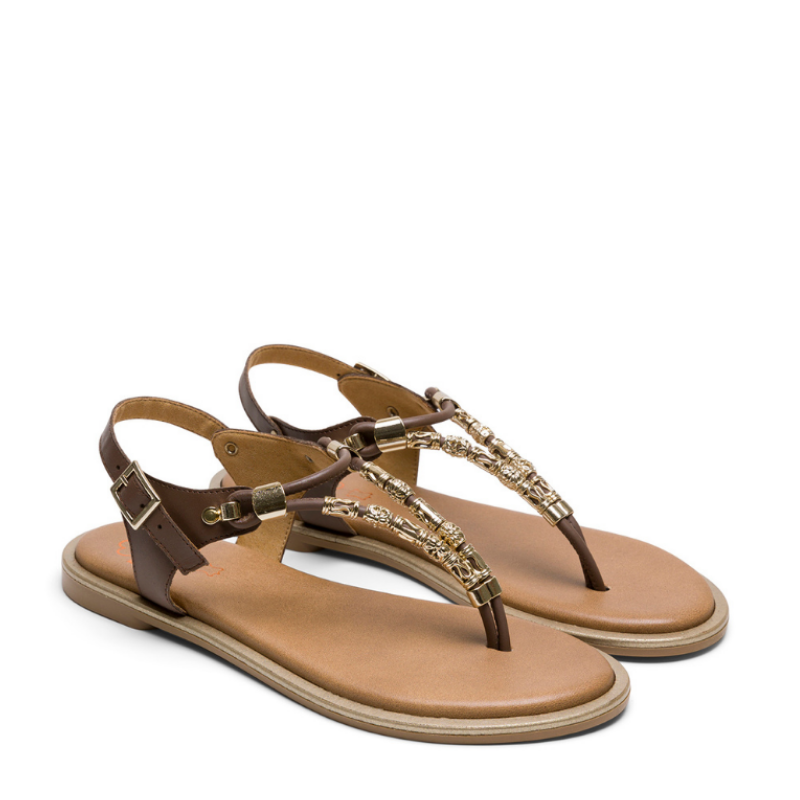 SANDALIA DEDO ABALORIOS MOKA 3112