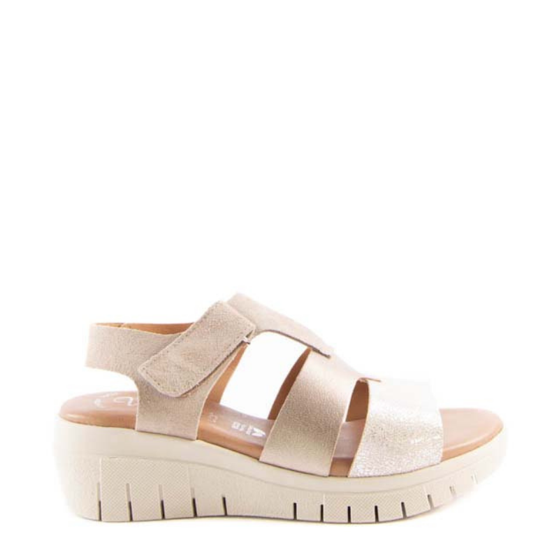 SANDALIA TIRAS VELCRO  TAUPE 2001