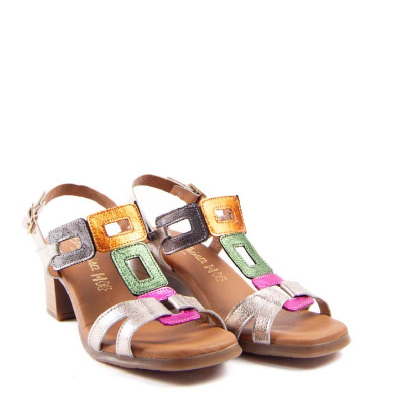 SANDALIA CUADRO EMPEINE MULTI METAL 1988