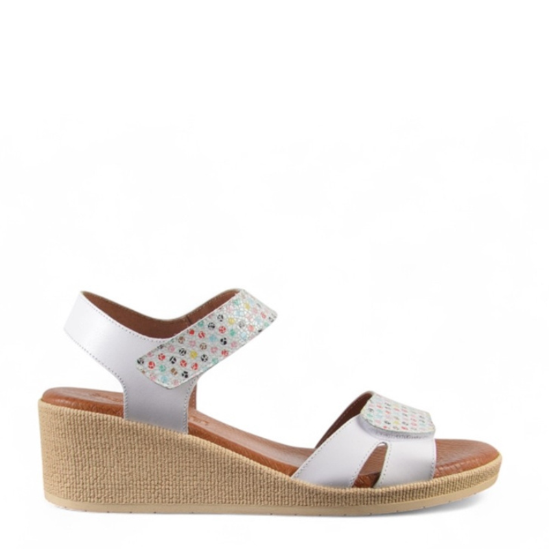 SANDALIA VELCROS PUNTOS BLANCO 25132