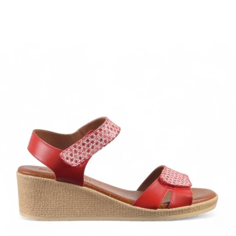 SANDALIA VELCROS PUNTOS ROJO 25132