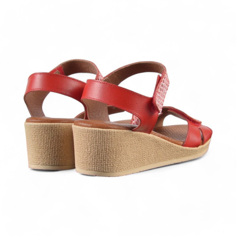 SANDALIA VELCROS PUNTOS ROJO 25132