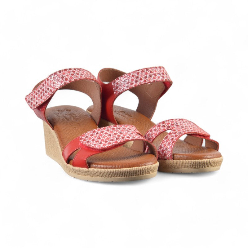 SANDALIA VELCROS PUNTOS ROJO 25132