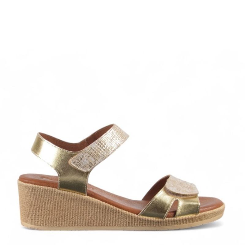 SANDALIA VELCROS GRABADO PLATINO 25132