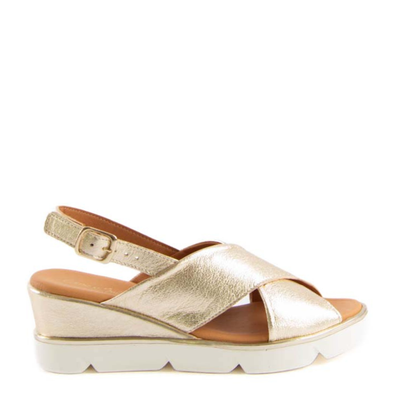 SANDALIA CUÑA FORRADA CHAMPAGNE 12611