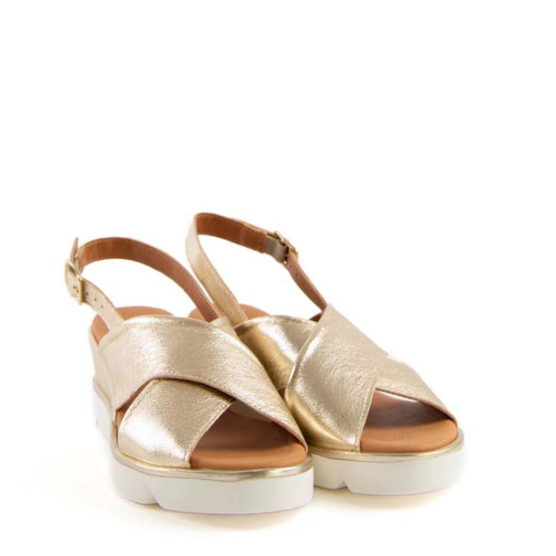 SANDALIA CUÑA FORRADA CHAMPAGNE 12611