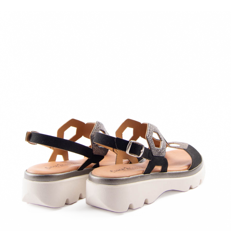 SANDALIA HEXAGONOS NEGRO V-25050-1