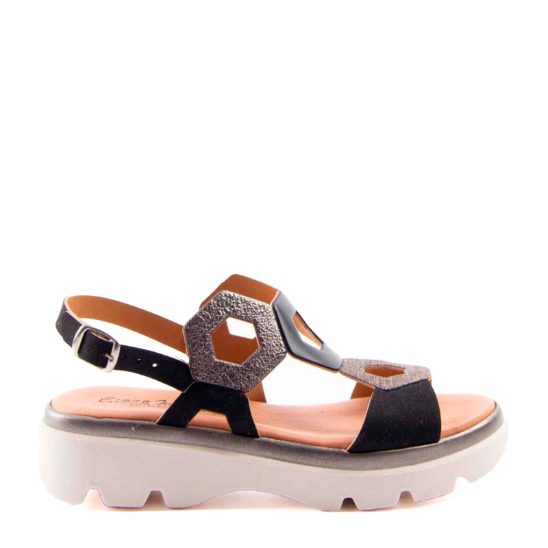 SANDALIA HEXAGONOS NEGRO V-25050-1