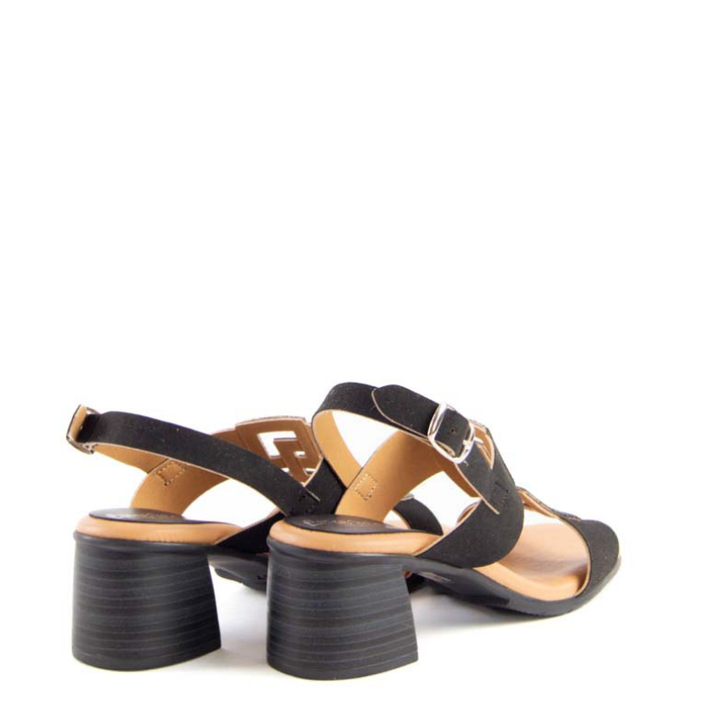 SANDALIA TACON CUADROS NEGRO V-25060-1