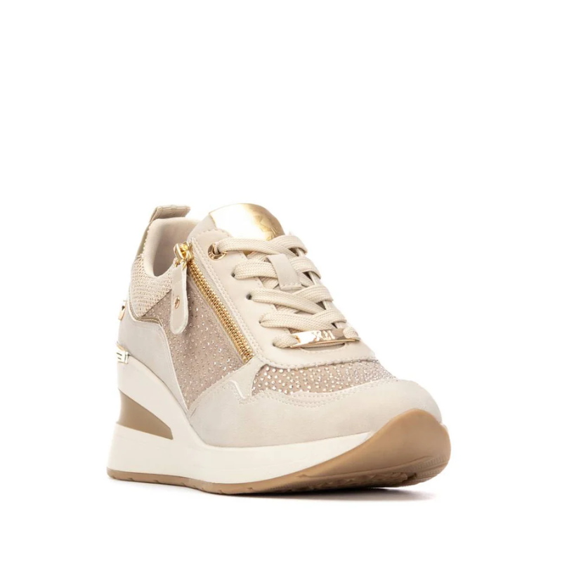 SNEAKER CREMALLERA STRASS BEIGE 144377