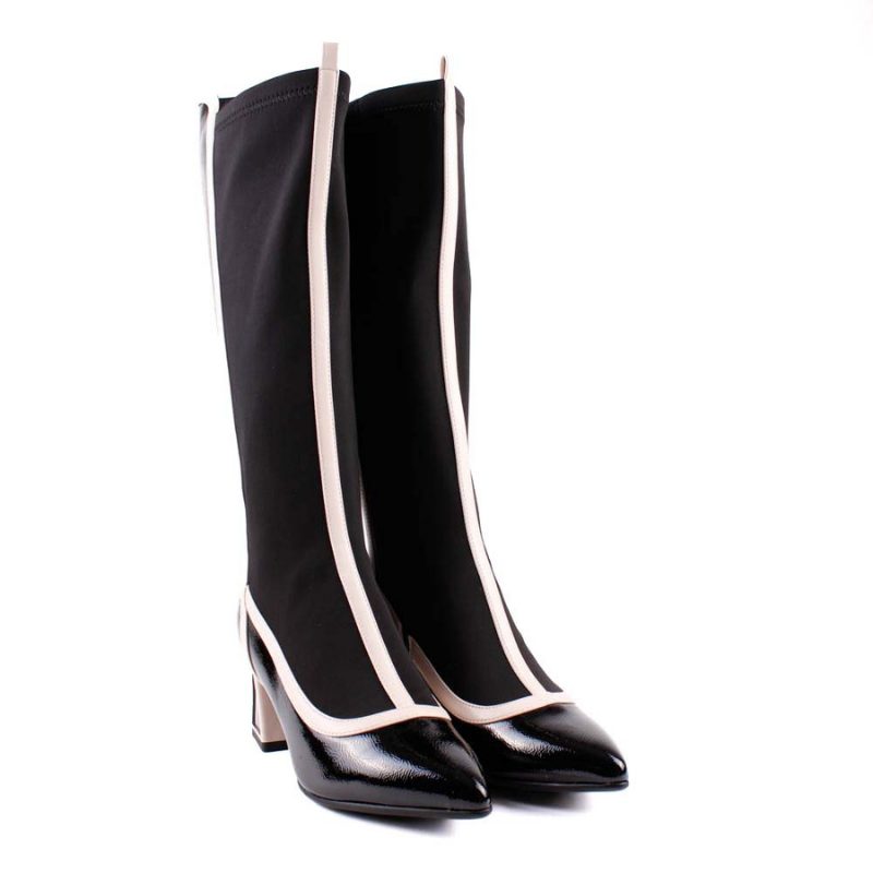 BOTA TACON VIVOS NEGRO BEIGE 84572A