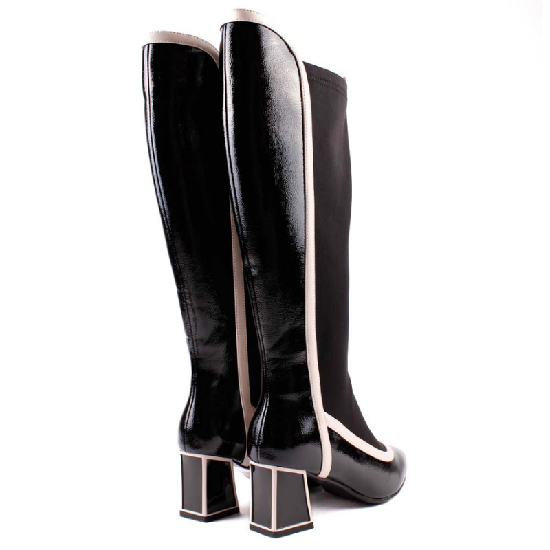 BOTA TACON VIVOS NEGRO BEIGE 84572A