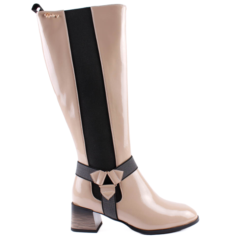 BOTA ALTA ELASTICO TRINCHA BEIGE 85505B