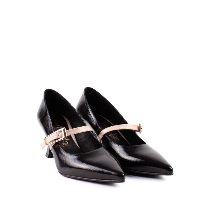 SALON TIRA HEBILLA NEGRO BEIGE 2719B