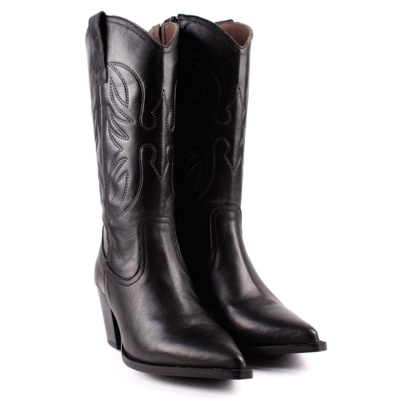 BOTA CAMPERA BORDADA NEGRO 6100