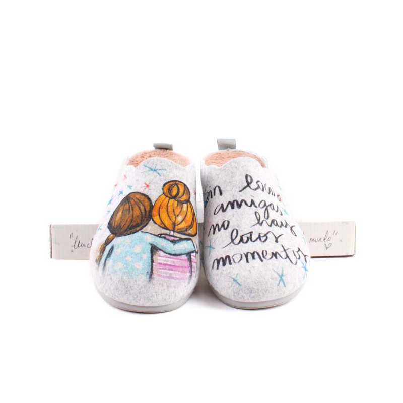 ZAPATILLA CASA AMIGAS Y GRIS ILC2522012F