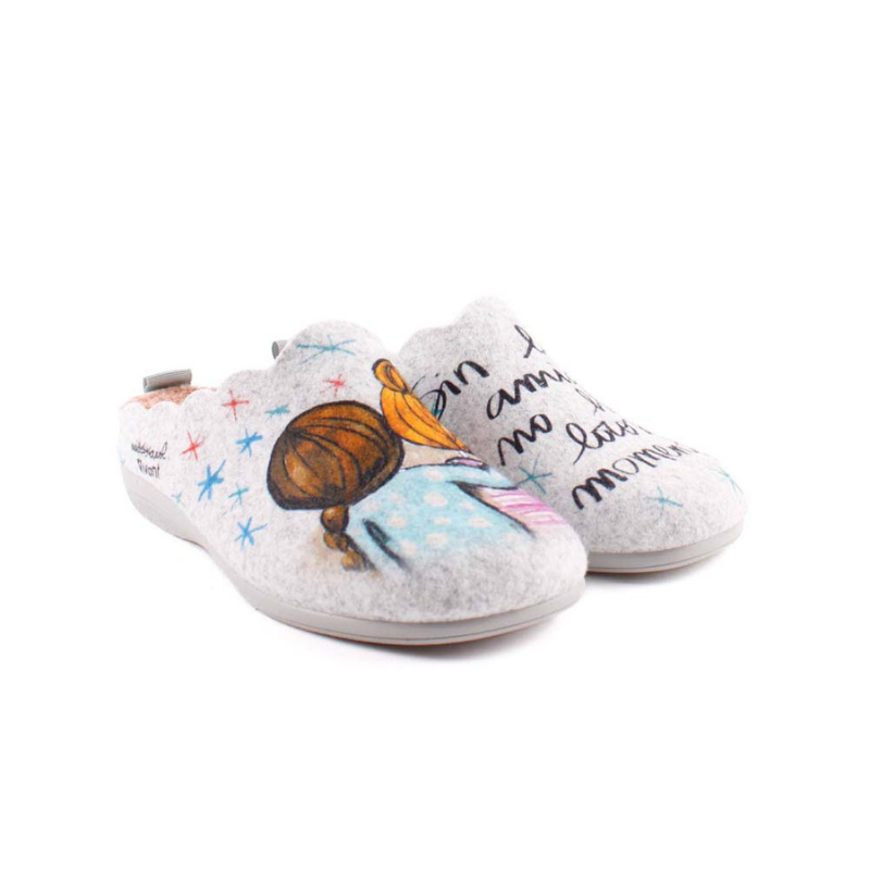 ZAPATILLA CASA AMIGAS Y GRIS ILC2522012F