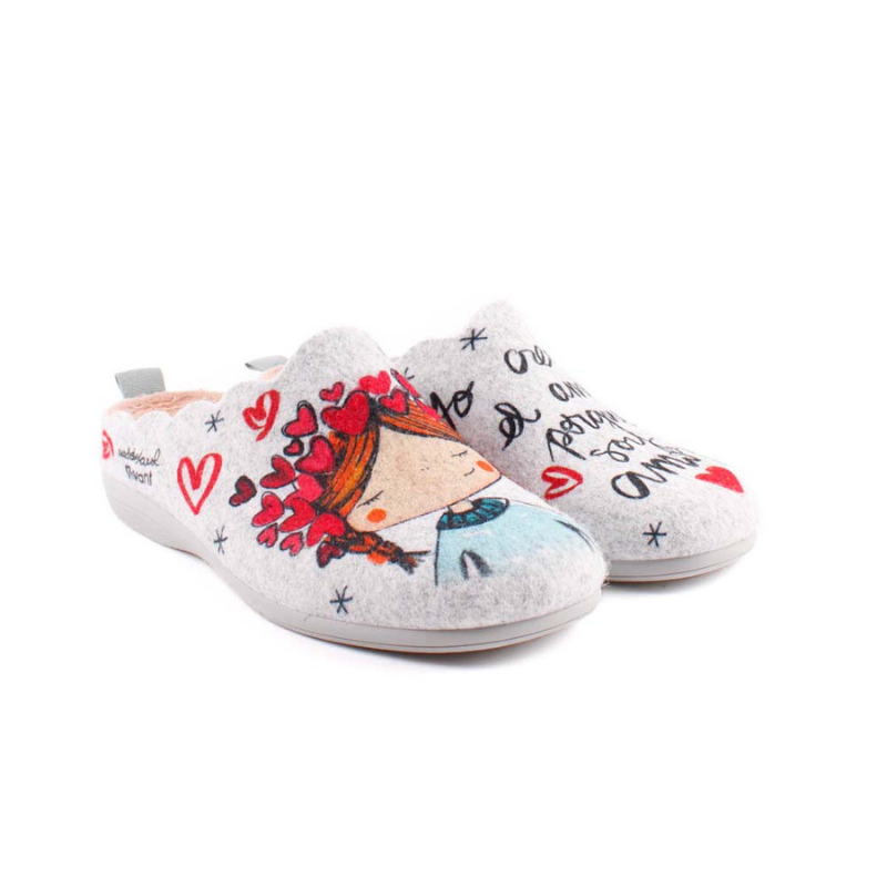 ZAPATILLA CASA AMOR GRIS ILC2522013F