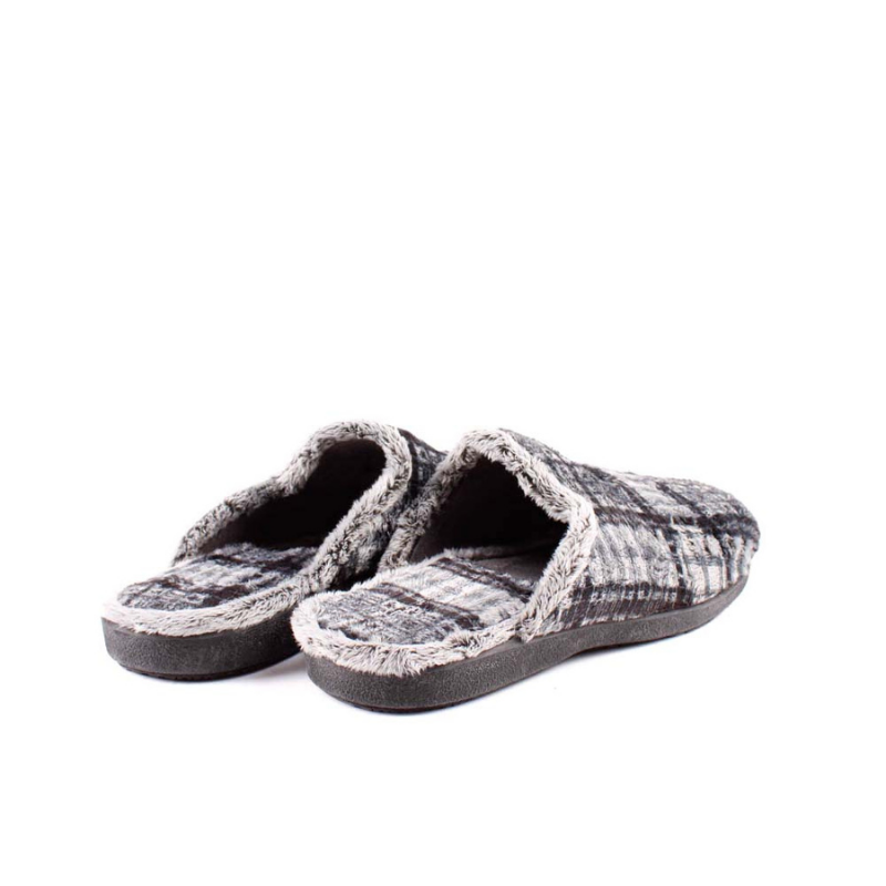 ZAPATILLA CASA CUADROS NEGRO 6001-292