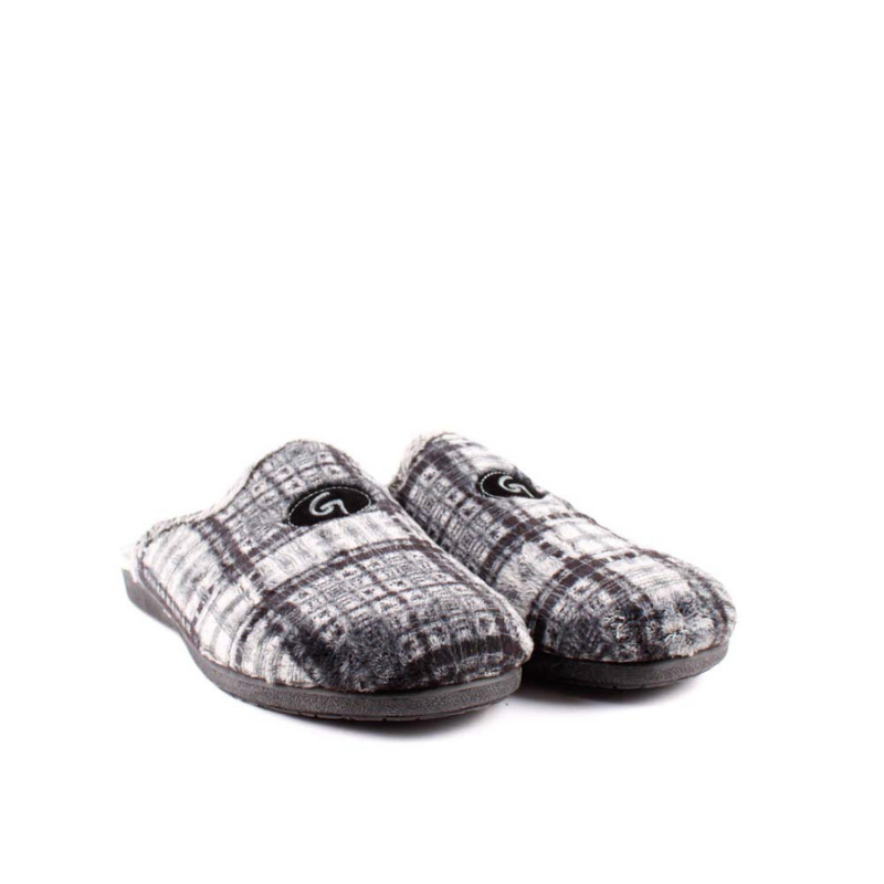 ZAPATILLA CASA CUADROS NEGRO 6001-292