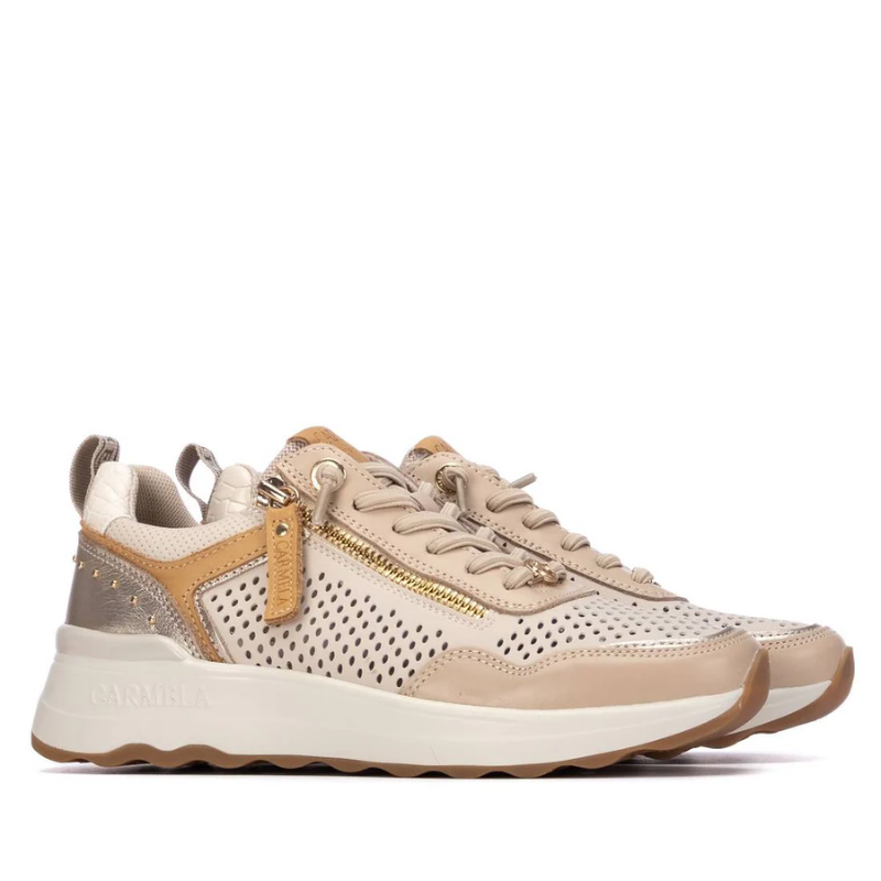 SNEAKER CALADO CREMALLERA BEIGE 163098